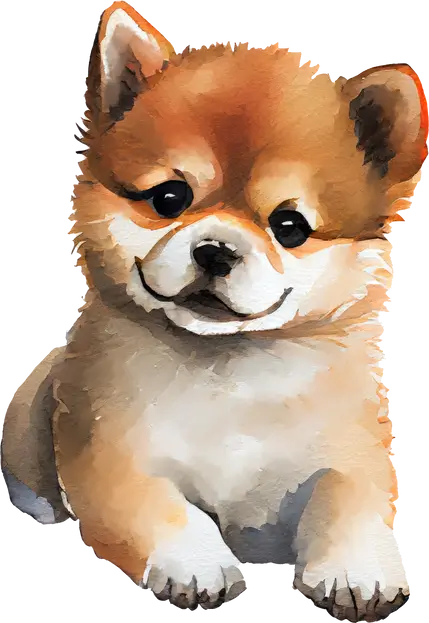 Shiba Inu Puppy Dog Watercolor