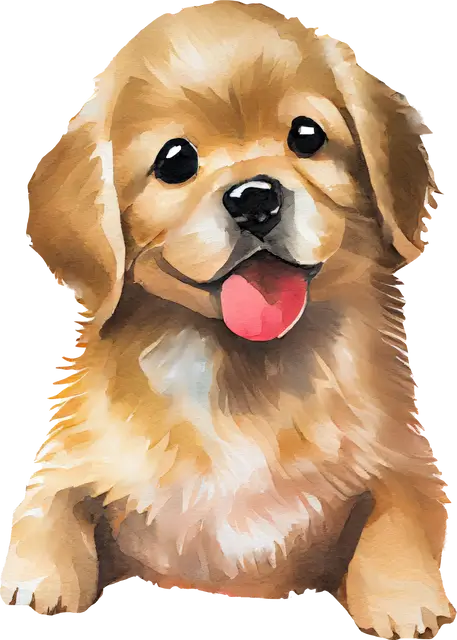 Gold Retriever Puppy Dog Watercolor